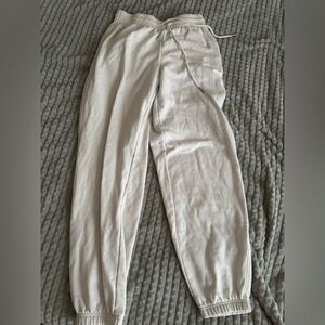 H&M White Textured Trousers